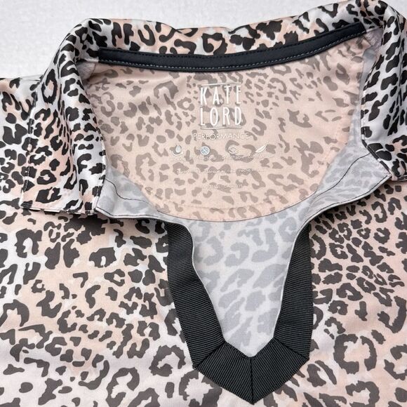 Kate‎ Lord Golf Top Size Large Pink Leopard Print Tennis Saddlebrook Resort Polo - Picture 4 of 11